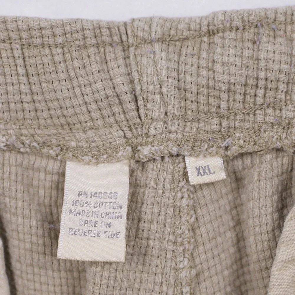 TERRITORY AHEAD Textured Waffle Weave Cotton‎ Pants Drawstring Beige Mens Sz XXL